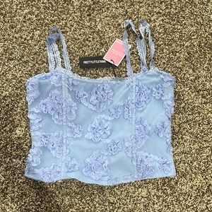 NWT PrettyLittleThing light blue flower corset top